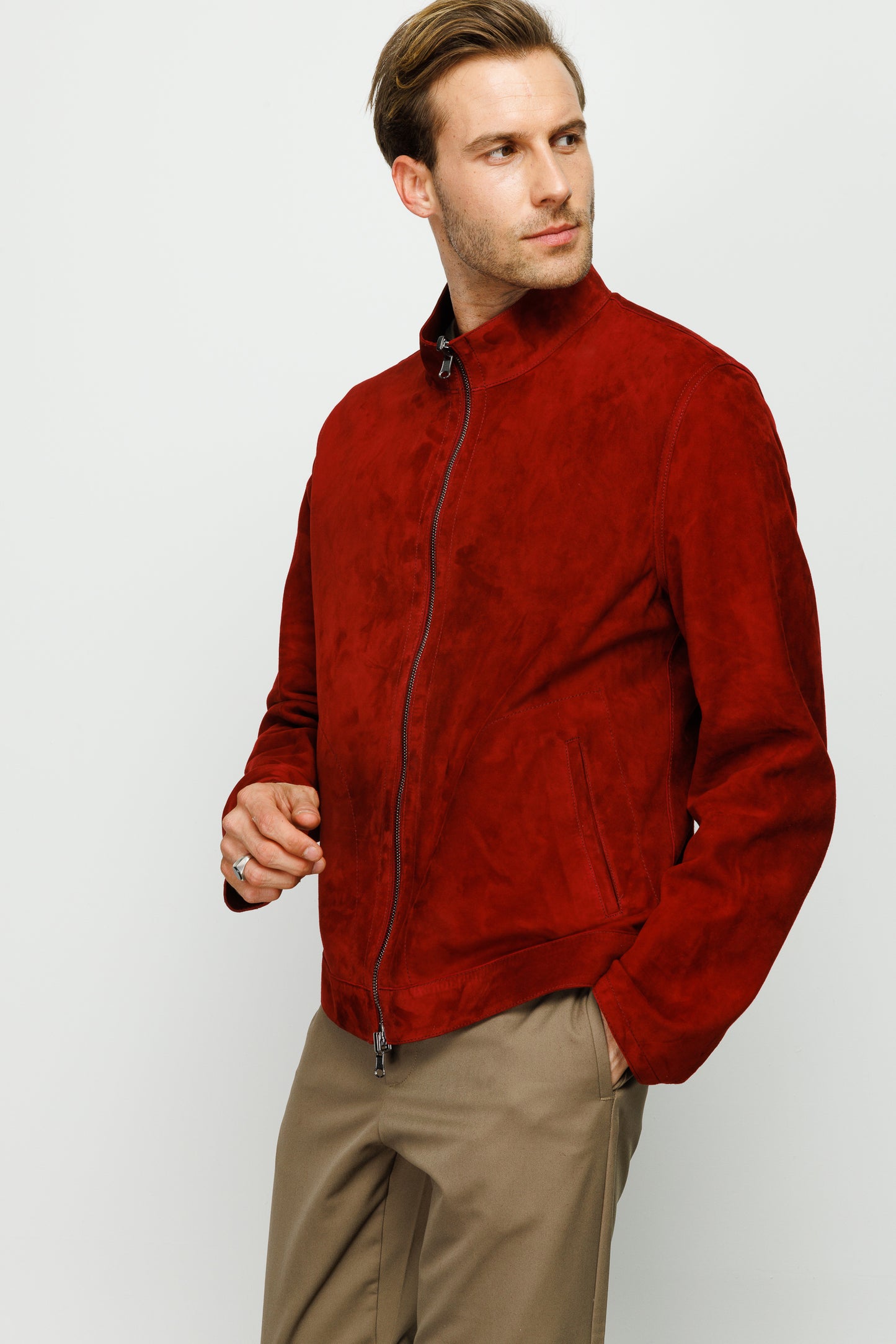 The Alba Burgundy Leather Men Jacket