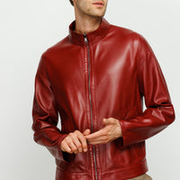 La chaqueta de cuero burdeos para hombre de Del Rio 