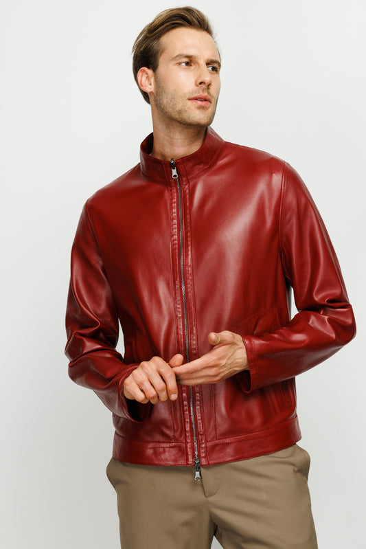 The Del Rio Burgundy Leather Men Jacket