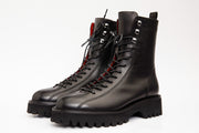 The Moreno Black Leather Lace-Up Mid Calf Boot