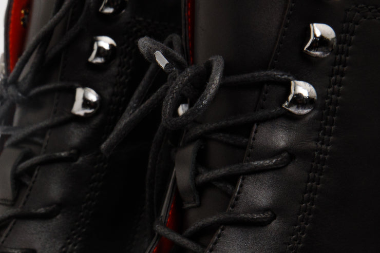 The Moreno Black Leather Lace-Up Mid Calf Boot