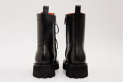 The Moreno Black Leather Lace-Up Mid Calf Boot