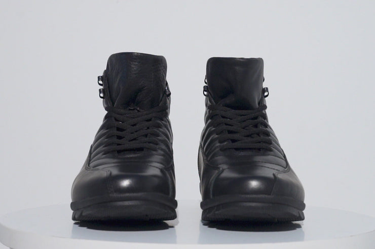 The Merter Black Leather Casual Lace-Up Boot