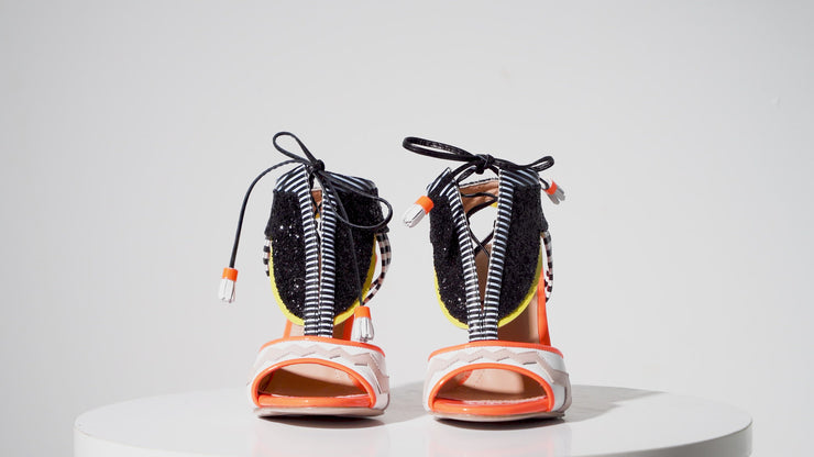 The Santa Amaro Orange Glitter Leather Sandal
