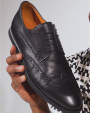 The Molise Black Wingtip Semi Brogue Derby Shoe