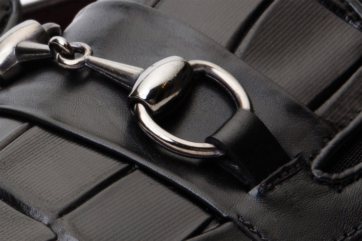 The Pusan Black Leather Bit Loafer Shoe