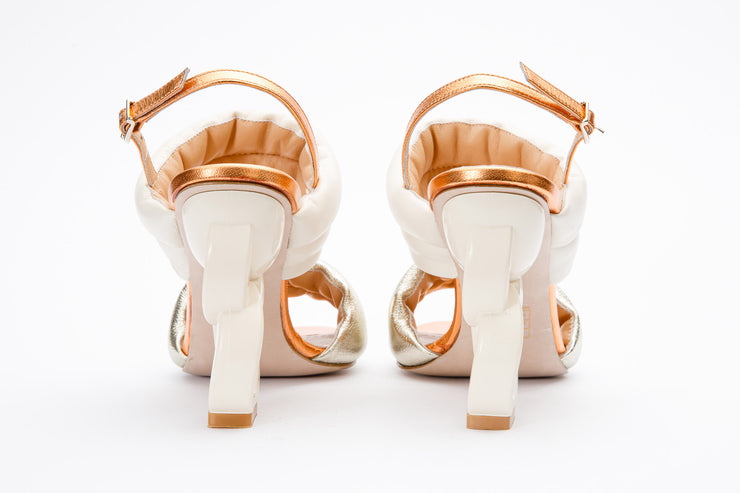 The Zambra Gold Puffer Leather Sandal