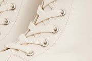 The Estrada Cream Leather Lace-Up Platform Heel Mid Calf Boot