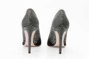 The Bago Black & Silver Glitter Leather Pump