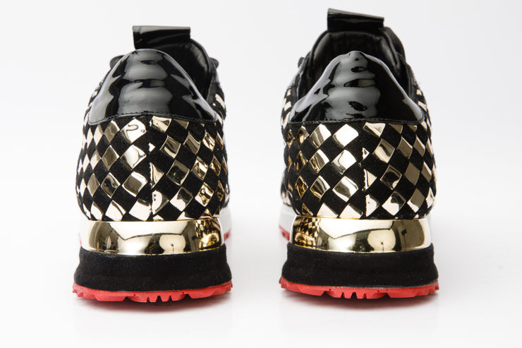 The Sultan Black & Gold Woven Leather Sneaker