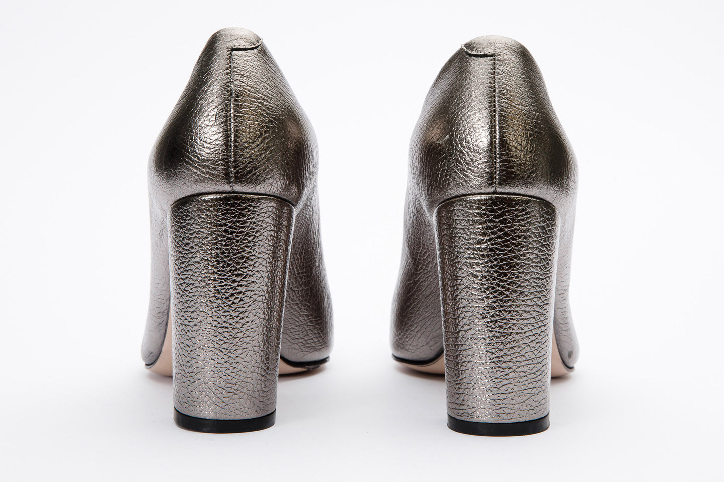 The Afega Silver Leather Block Heel Pump Women Shoe