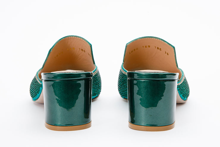 The Magnolia Green Glitter Leather Sandal