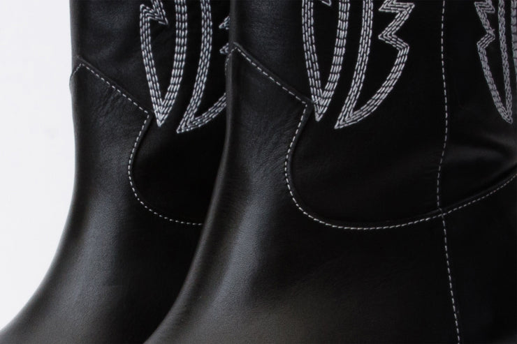 The Togg Black Leather Cowboy Boot
