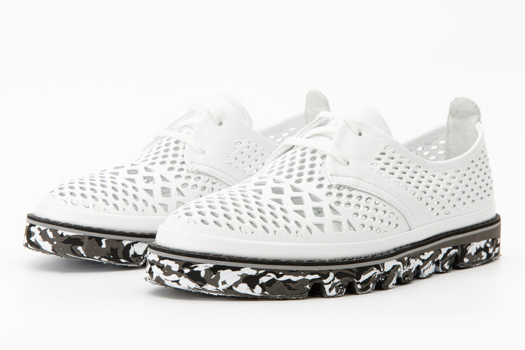 The Tirnova White Leather Flat Show Final Sale!