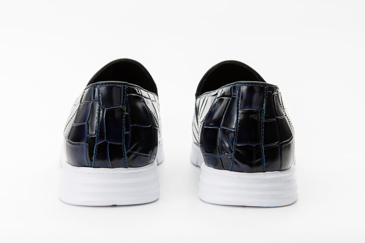 The Parga Navy Blue Leather Tassel Casual Loafer