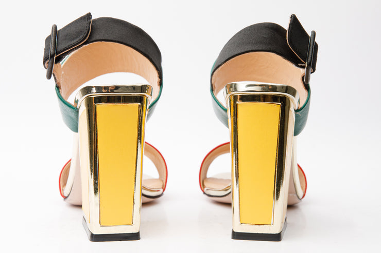 The Niger Block Heel Multicolor Leather Sandal