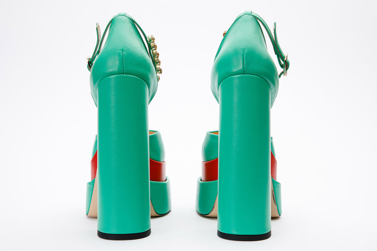 The Neptune Green Leather High Heel Pump Final Sale!