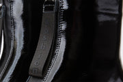 The Tackle Black Patent Leather Block Heel Boot