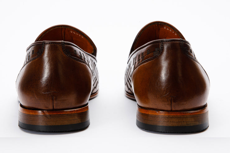 The Meram Brown Leather Tassel Slip-On Loafer Shoe