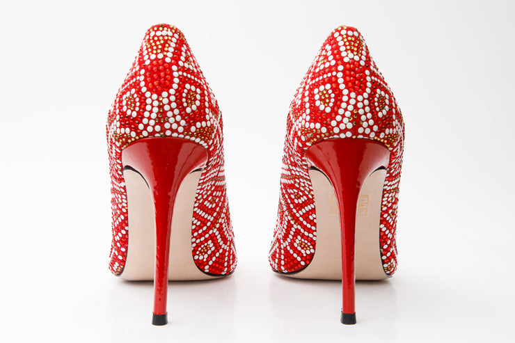 The Nampula Red Glitter Leather Pump
