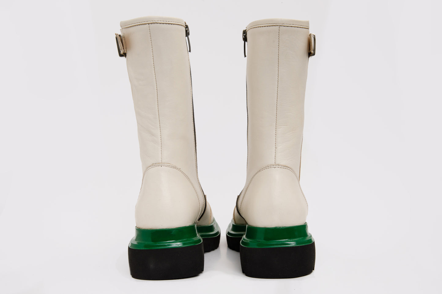 The Yako Cream Leather Mid Calf Women Boot