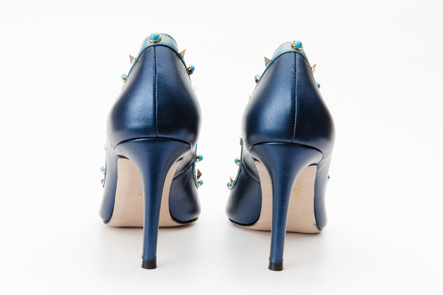 The Tikapur Blue Leather Pump Women Shoe