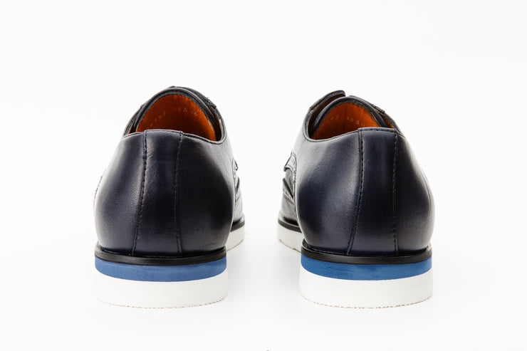 The Molise Navy Blue Wingtip Semi Brogue Derby Shoe