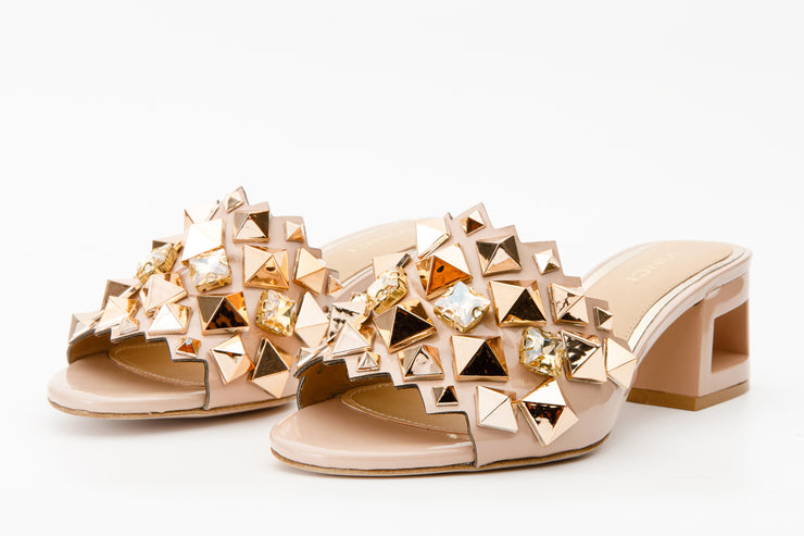 The Balat Cream Leather Block Heel Sandal