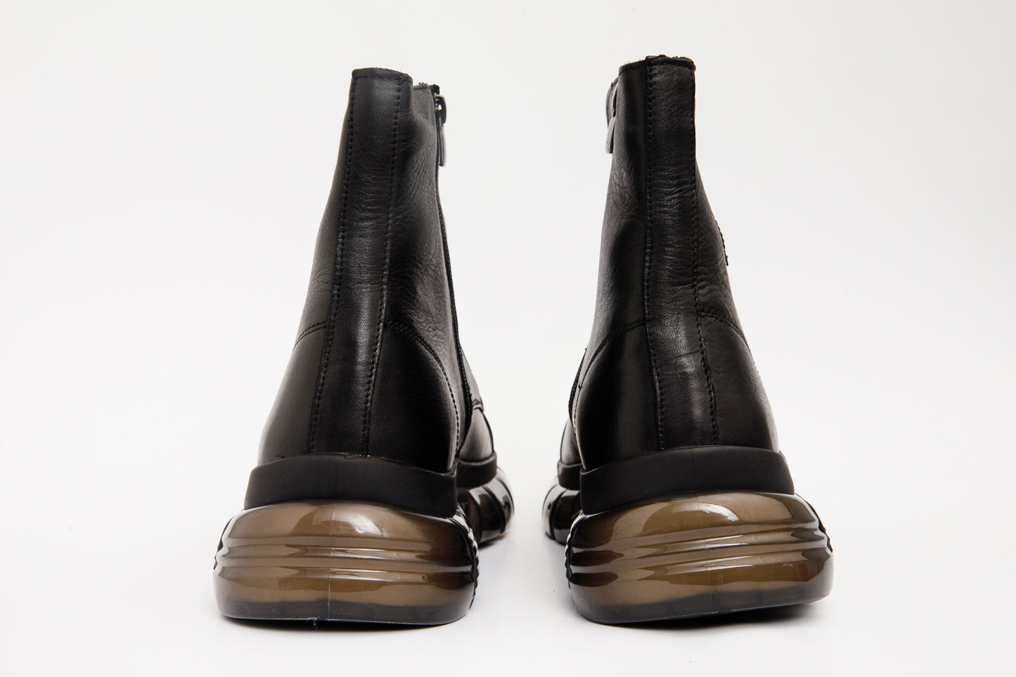 The Ottova Black Leather Lace-Up Sneaker Men Boot with a Zipper