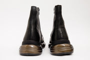 The Ottova Black Leather Lace-Up Sneaker Boot with a Zipper