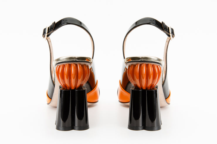 The Rize Pumpkin Heel Leather Multicolor Sandal