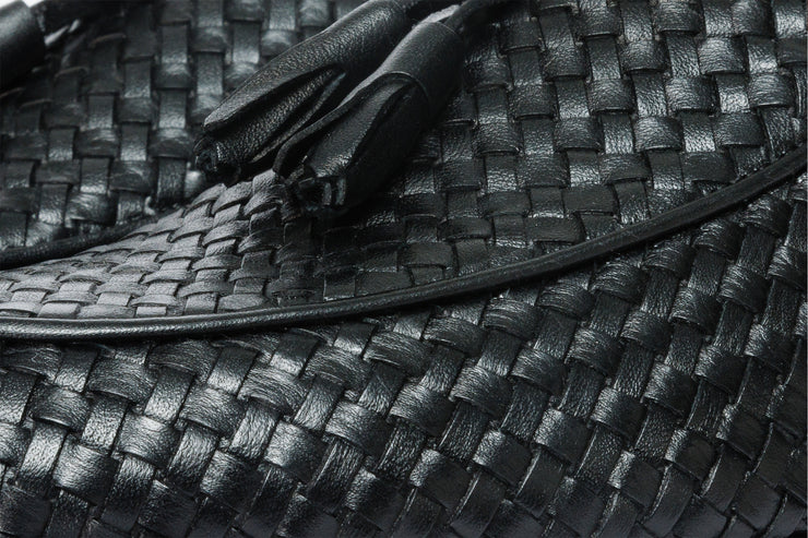 The Mclean Shoe Black Woven Tassel Loafer