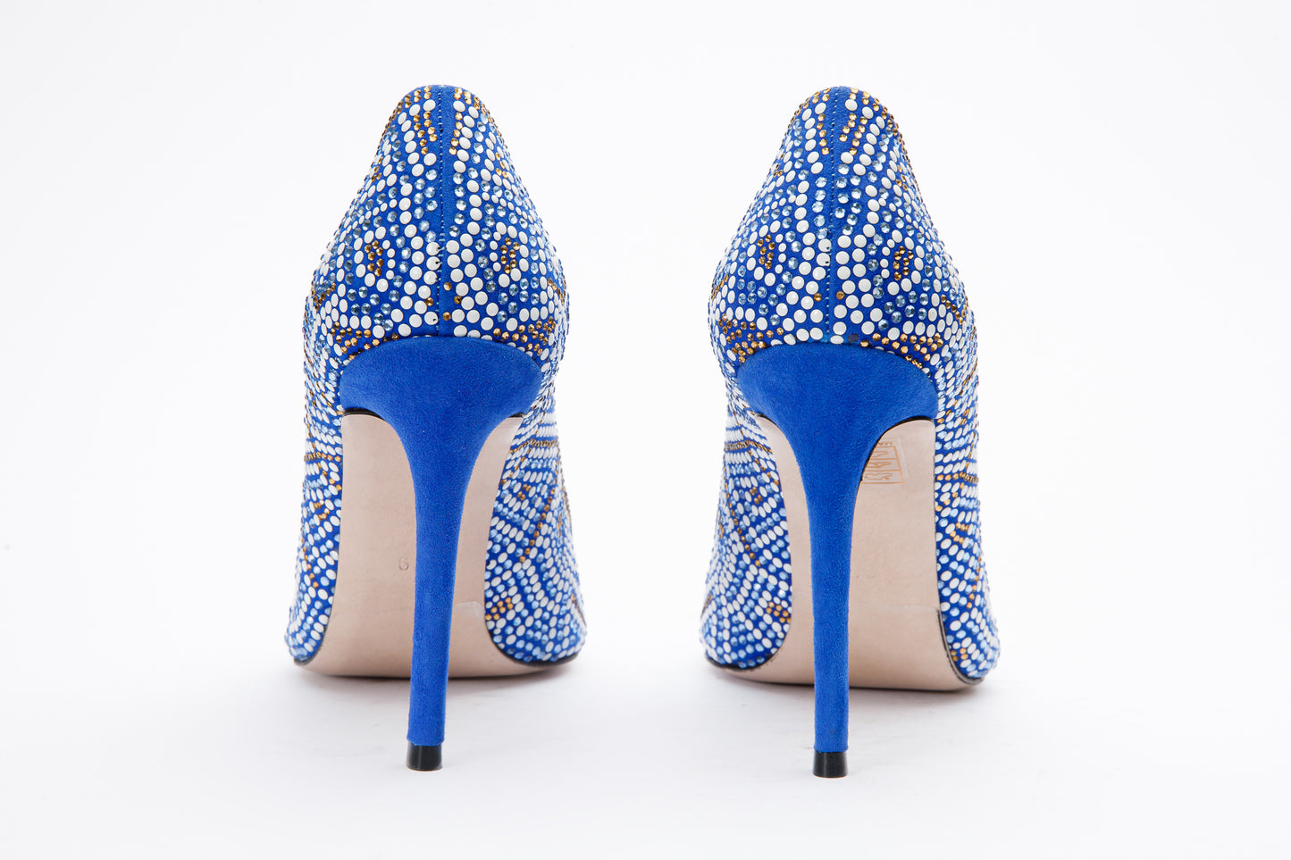 Zapatos de salón Nampula Sax de piel con purpurina azul para mujer 