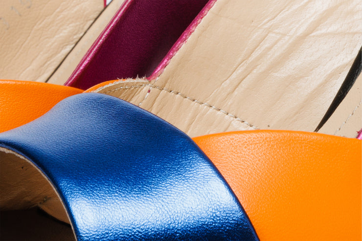 The Rize Multicolor Pumpkin Heel Leather Sandal