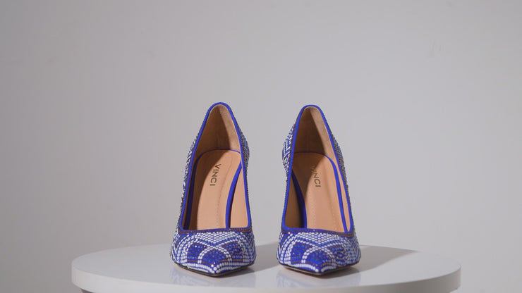 The Nampula Sax Blue Glitter Leather Pump