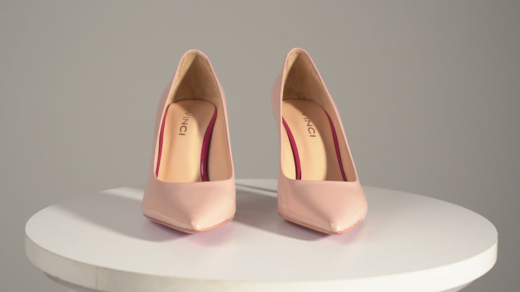 The Ege Cream Leather Pump Fuchsia Sole