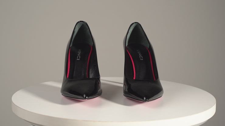 The Ege Black Patent Leather Pump Fuchsia Sole