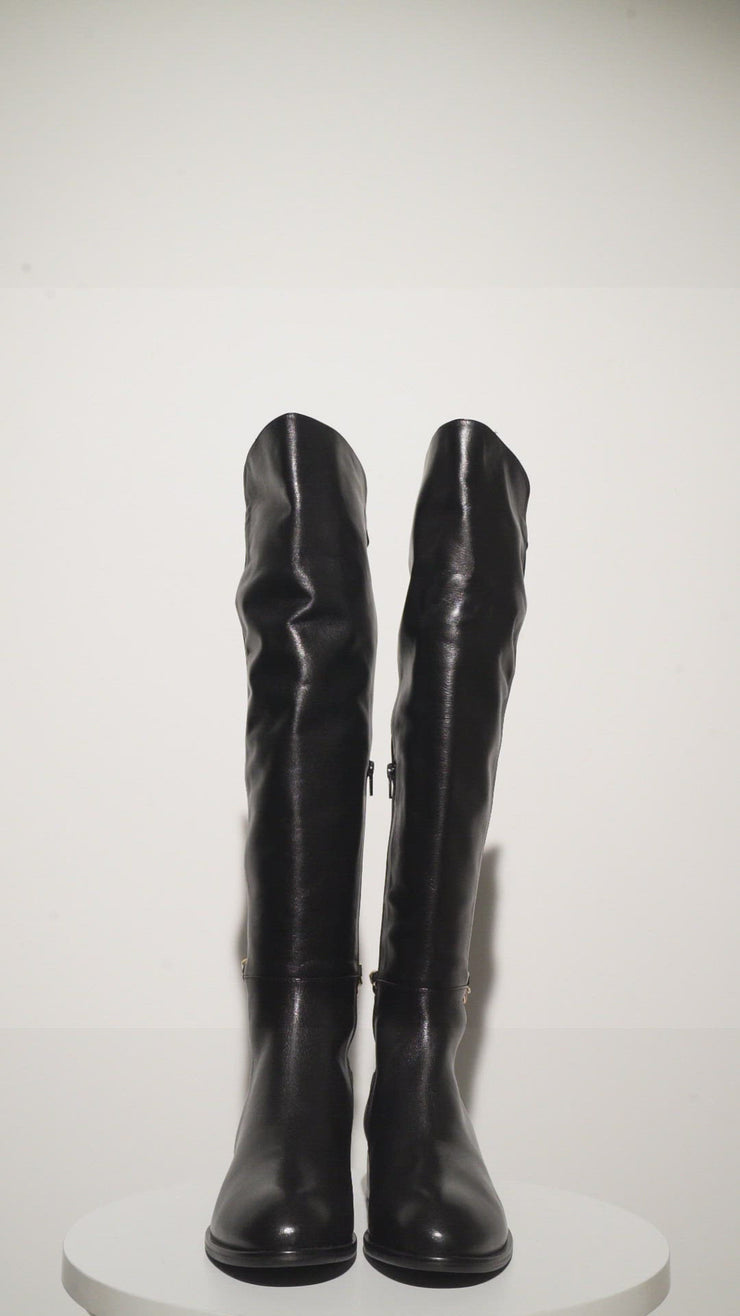The Tallin Black Leather Knee High Boot