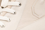 The Arata Cream Leather Lace-Up Ankle Boot With a Side Zipper