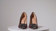 The Afega Silver Leather Block Heel Pump