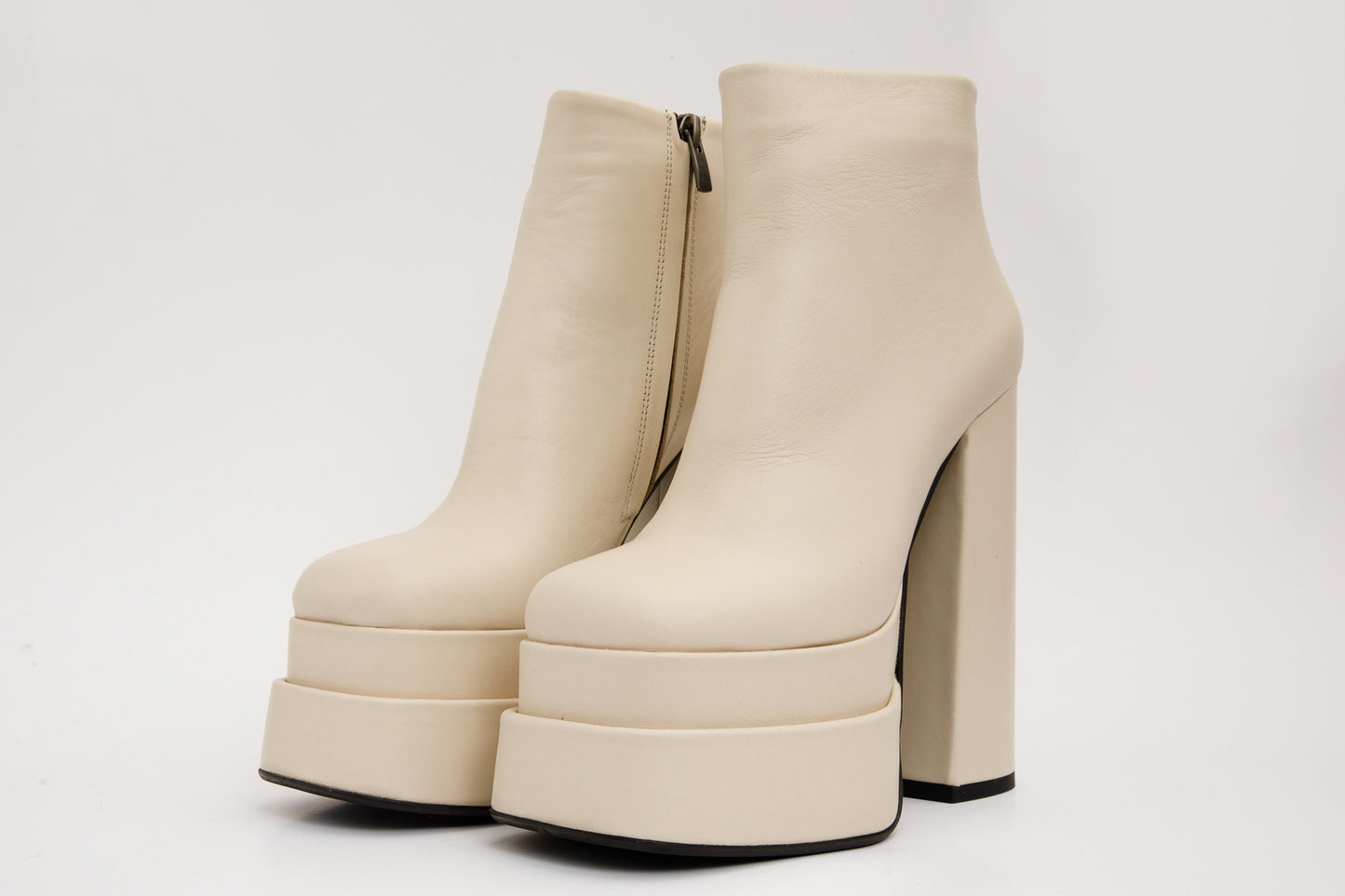 The Latino Cream Leather High Heel Women Boot