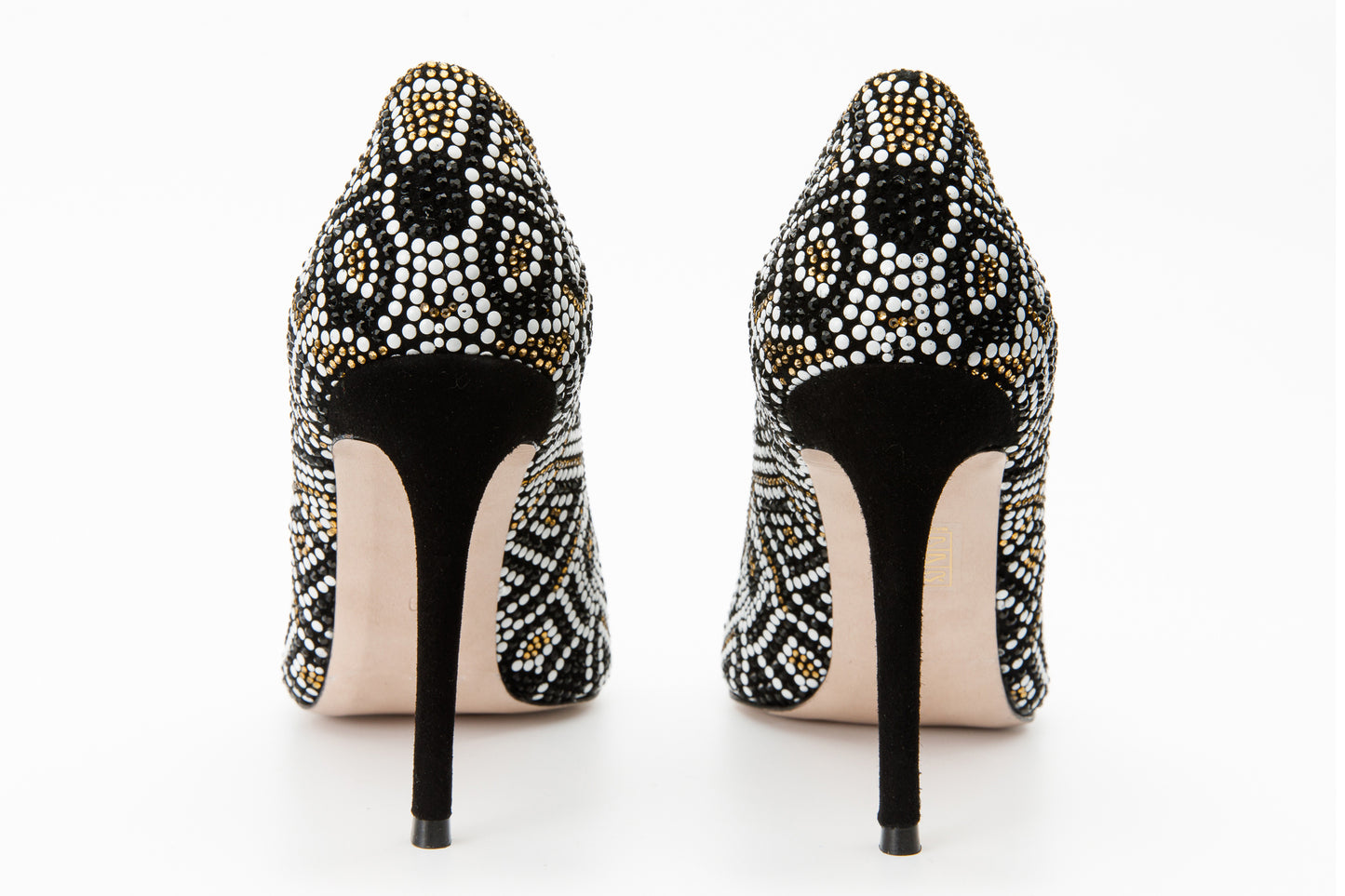 The Nampula Black Glitter Leather Pump Women Shoe
