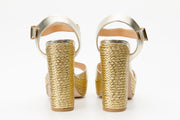 The Tampico Platform Heel Gold Leather Sandal