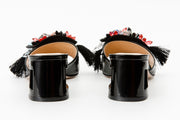 The Vigo Black Leather Block Heel Sandal