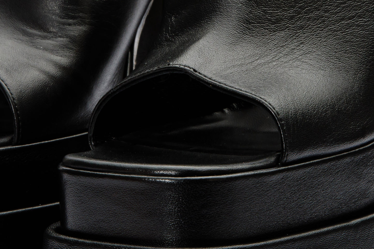 The Neptune Black Leather High Heel Sandal Final Sale!