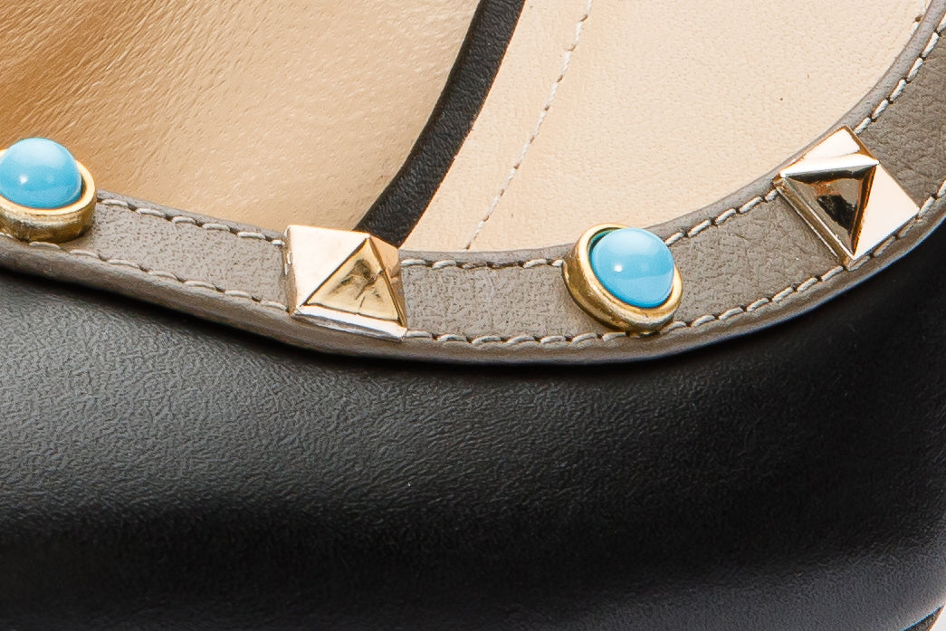 The Tikapur Black Leather Pump Women Shoe