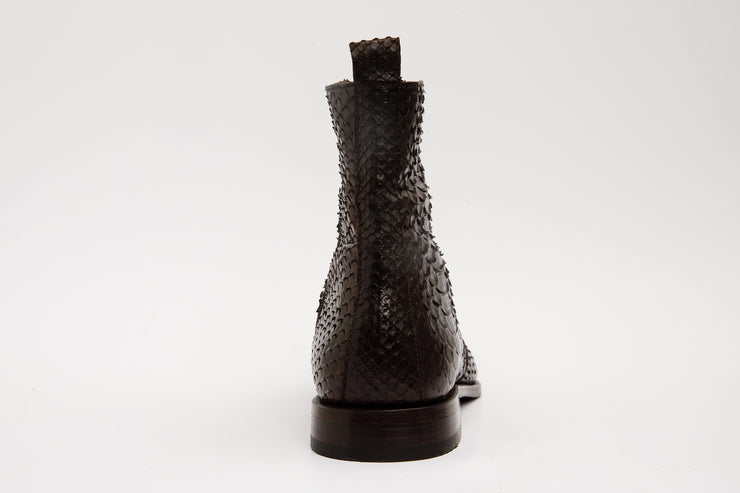 The Boss Brown Pythn Snk Zip-Up Leather Boot Limited Edition
