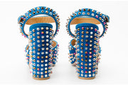 The Tampico Blue Suede Leather Spike Platform Heel Sandal
