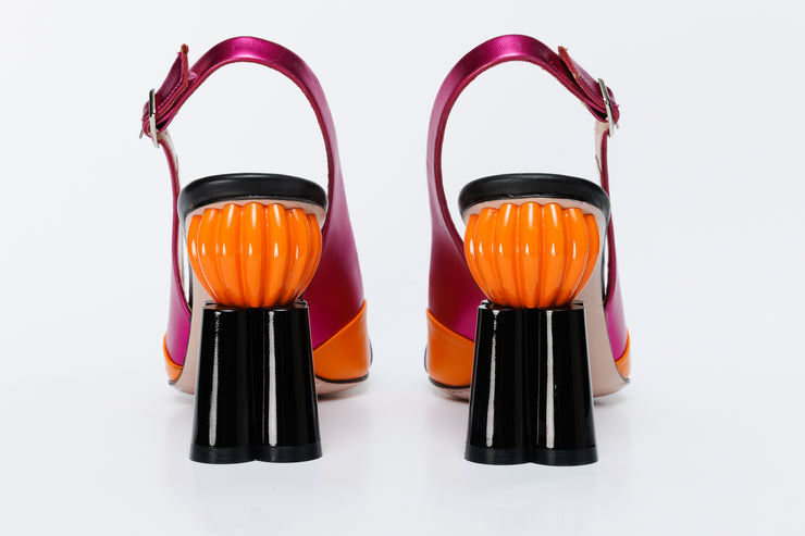 The Rize Multicolor Pumpkin Heel Leather Sandal