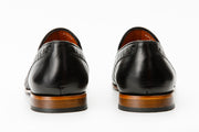 The Meram Black Leather Tassel Slip-On Loafer Shoe